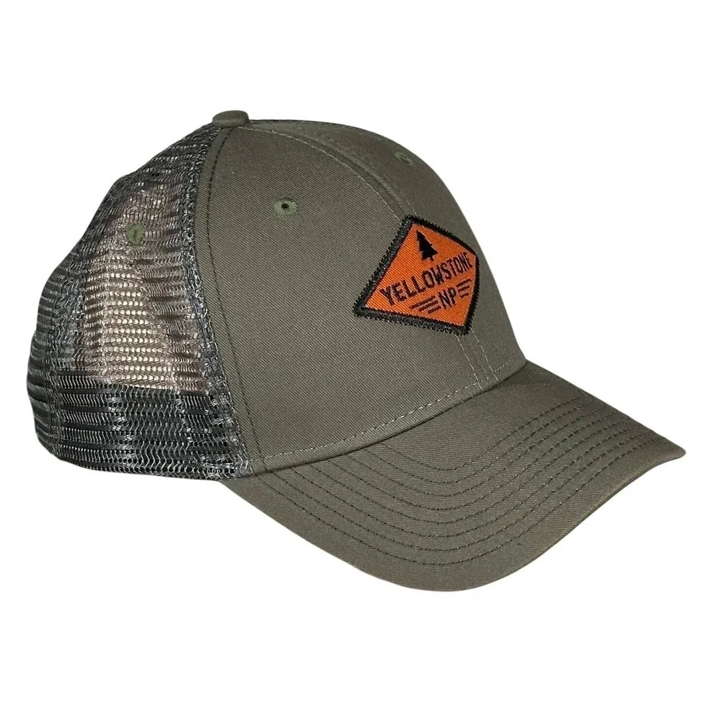 Ouray Yellowstone National Park Trucker Hat Mens OSFA Olive Green Mesh Snapback‎
